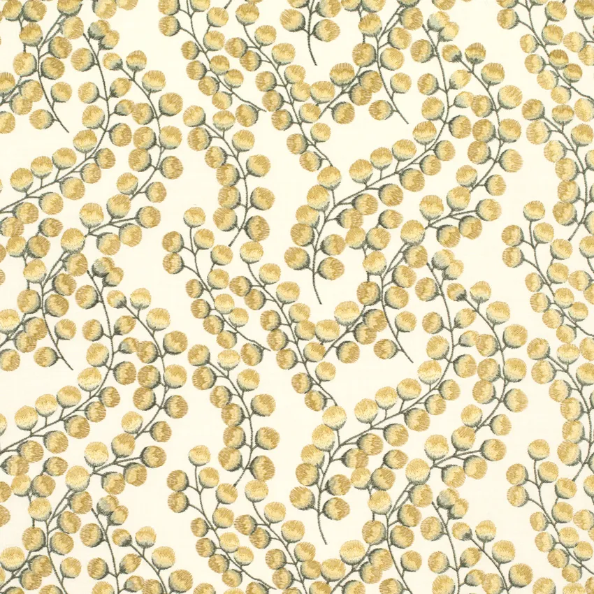Bella Gold & Yellow Abstract & Geometric Embroidery Drapery Fabric by the Yard