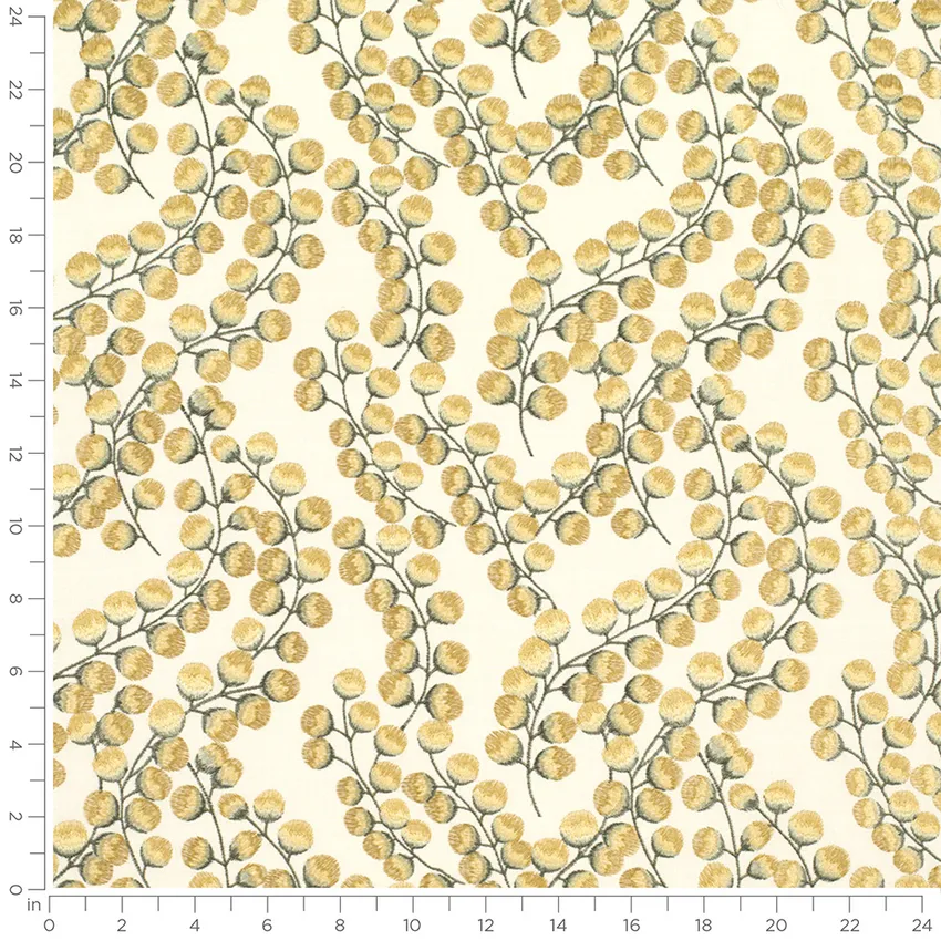 Bella Gold & Yellow Abstract & Geometric Embroidery Drapery Fabric by the Yard — Scale in inches