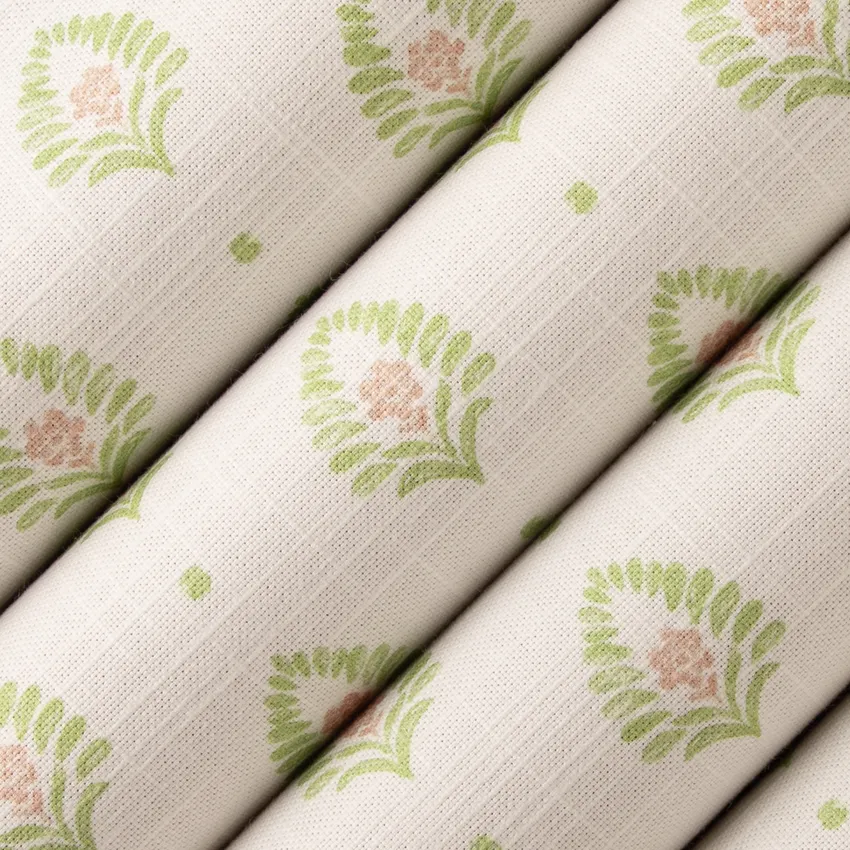 Bernadette Watermelon Green Leaves Prints Drapery and Upholstery Fabric by the Yard — Upholstery and Drapery Fabric