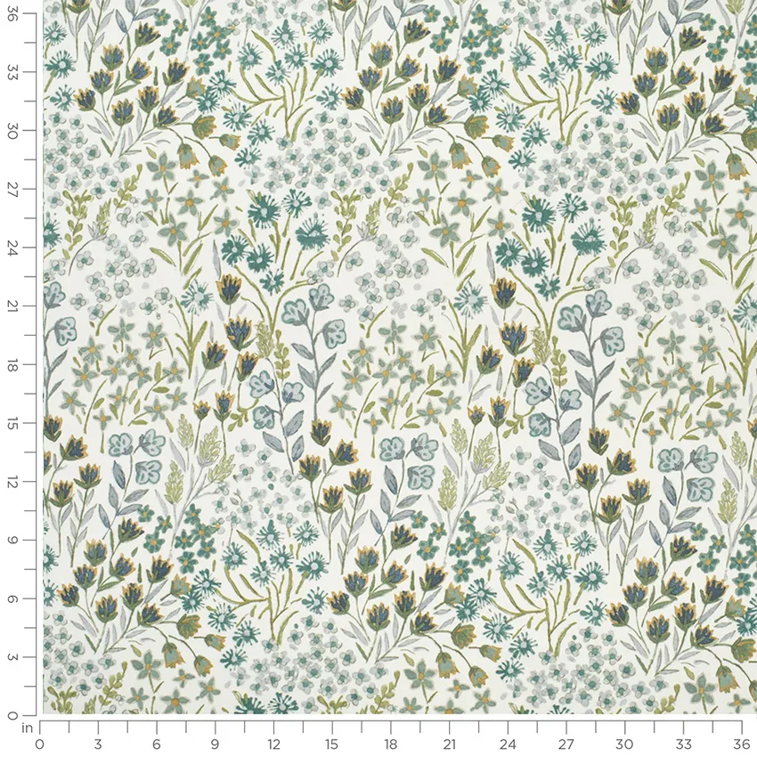 Betty Meadow Green Abstract & Geometric Prints Drapery and Upholstery Fabric by the Yard — Scale in inches