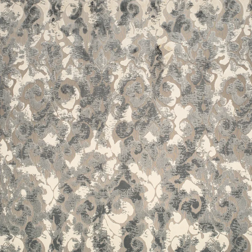 Bianca Nickel Grey & Silver Abstract & Geometric Velvet Upholstery Fabric by the Yard