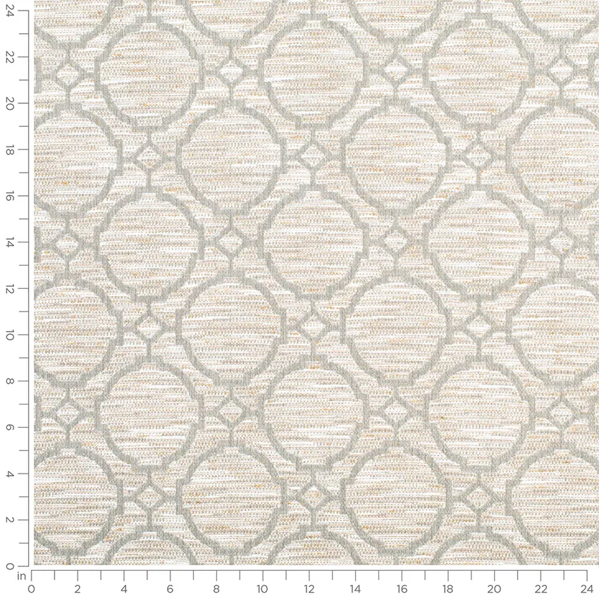 Cambridge Fossil Grey & Silver Abstract & Geometric Woven Patterns Upholstery Fabric by the Yard — Scale in inches