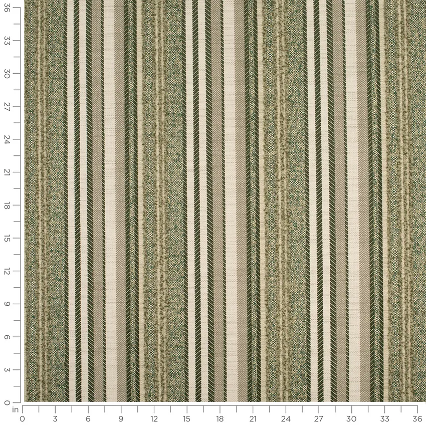 Cameron Dill Green Stripe Crypton Upholstery Fabric by the Yard — Scale in inches