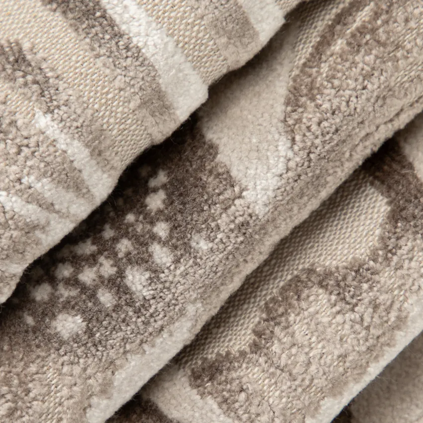Caroline Nougat Brown and Neutral Abstract & Geometric Velvet Drapery and Upholstery Fabric by the Yard — Upholstery and Drapery Fabric