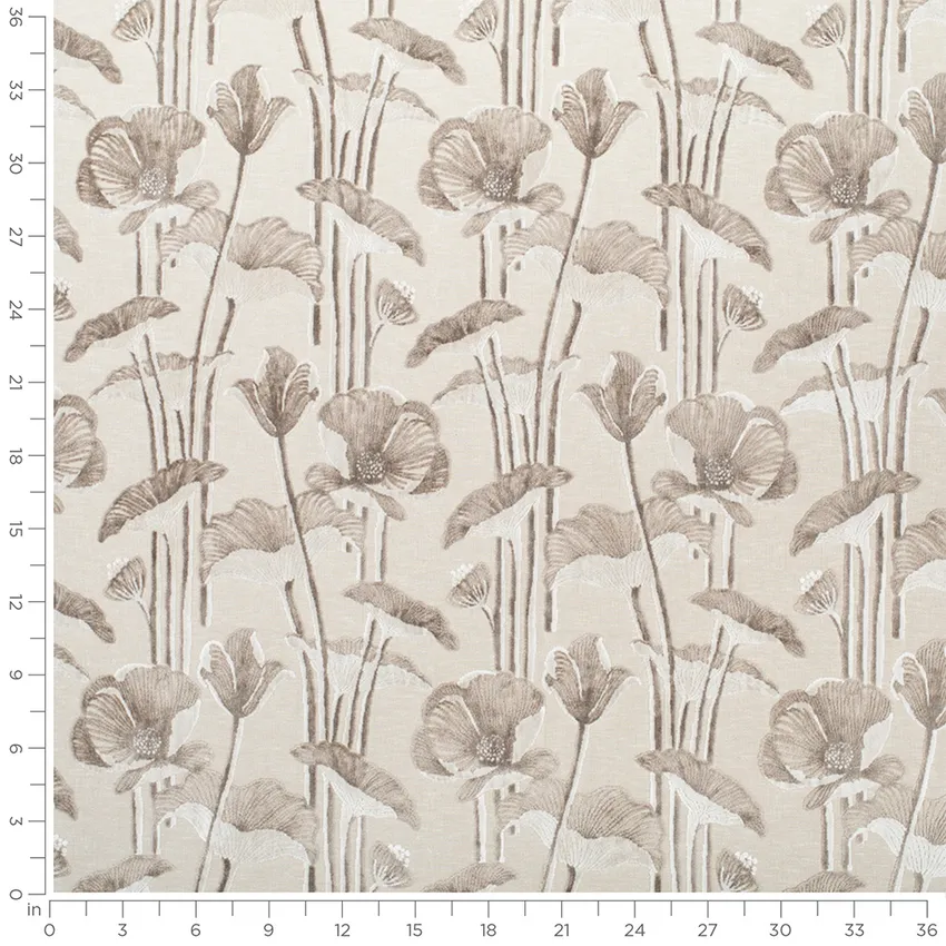 Caroline Nougat Brown and Neutral Abstract & Geometric Velvet Drapery and Upholstery Fabric by the Yard — Scale in inches