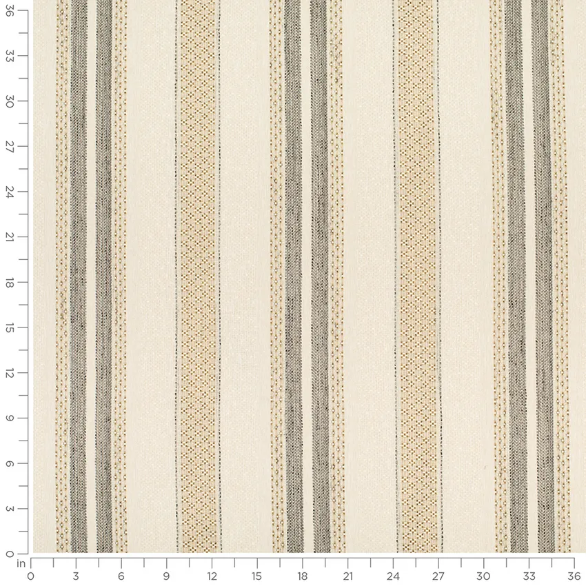 Cleo Peppercorn Grey & Silver Stripe Woven Patterns Upholstery Fabric by the Yard — Scale in inches