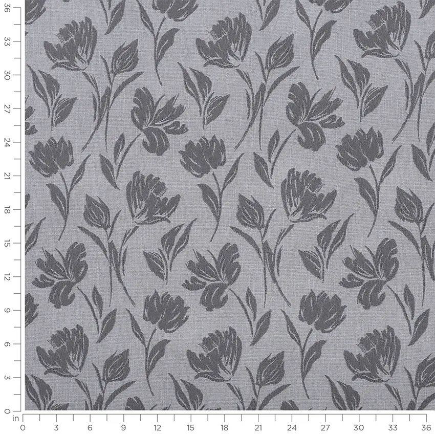 Cordelia Blueberry Blue Abstract & Geometric Linen & Linen Looks Drapery and Upholstery Fabric by the Yard — Scale in inches