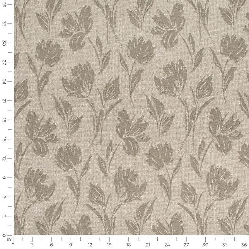 Cordelia Dove Neutral Abstract & Geometric Linen & Linen Looks Drapery and Upholstery Fabric by the Yard — Scale in inches