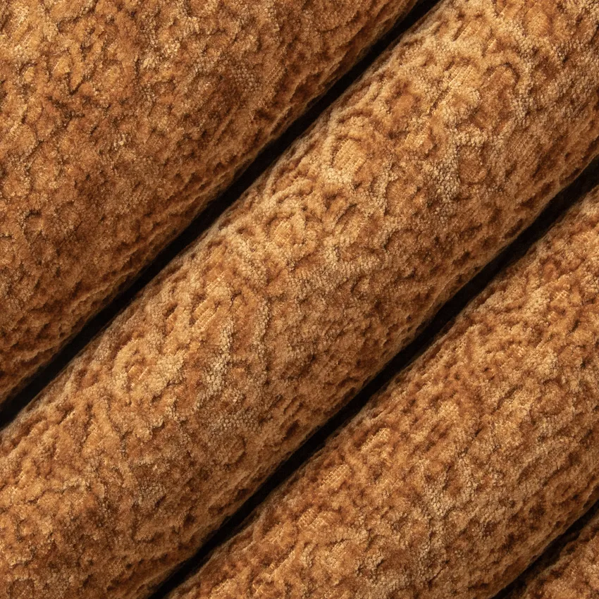 Cumberland Copper Brown and Gold & Yellow Abstract & Geometric Velvet Upholstery Fabric by the Yard — Upholstery Fabric