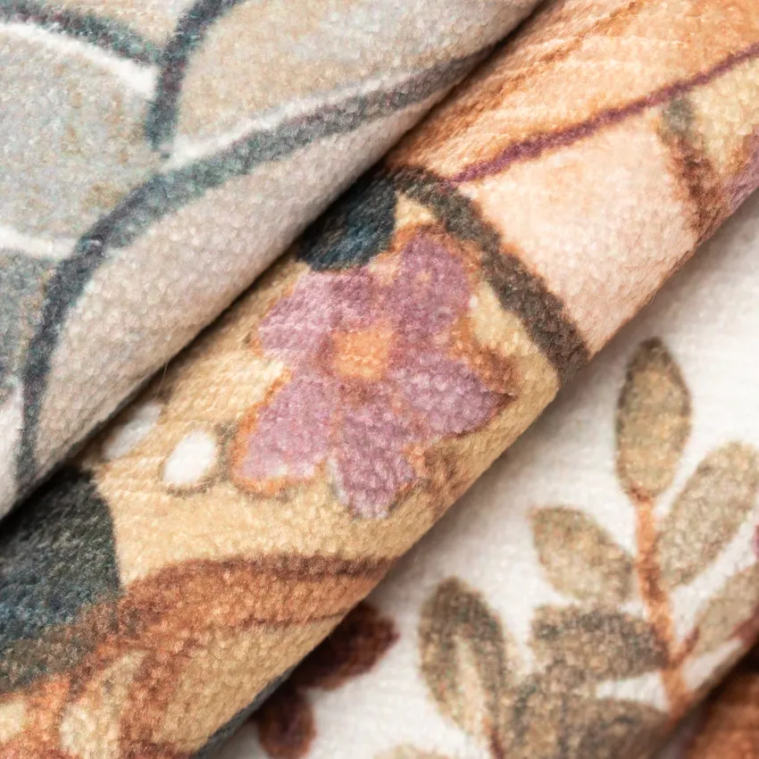Daria Umber Coral & Peach and Green Global Prints Drapery and Upholstery Fabric by the Yard — Upholstery and Drapery Fabric
