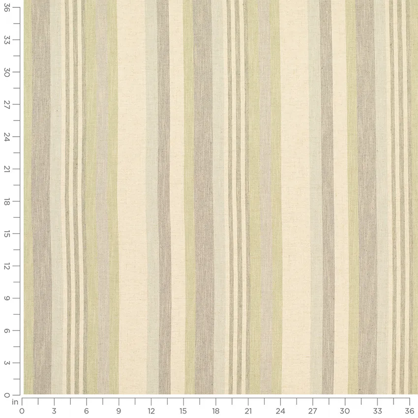 Davis Lichen Green Stripe Crypton Upholstery Fabric by the Yard — Scale in inches