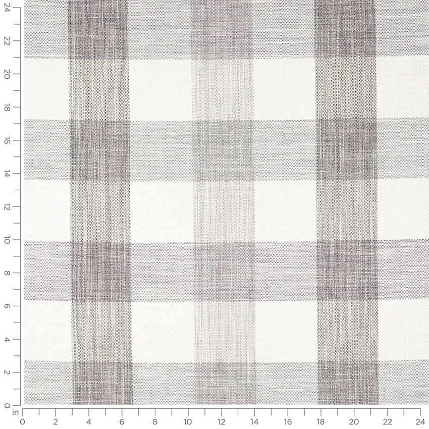 Declan Pumice Grey & Silver Plaid Linen & Linen Looks Drapery and Upholstery Fabric by the Yard — Scale in inches