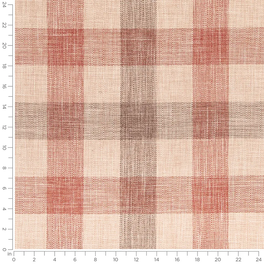 Declan Cardinal Red & Burgundy Abstract & Geometric Linen & Linen Looks Drapery and Upholstery Fabric by the Yard — Scale in inches