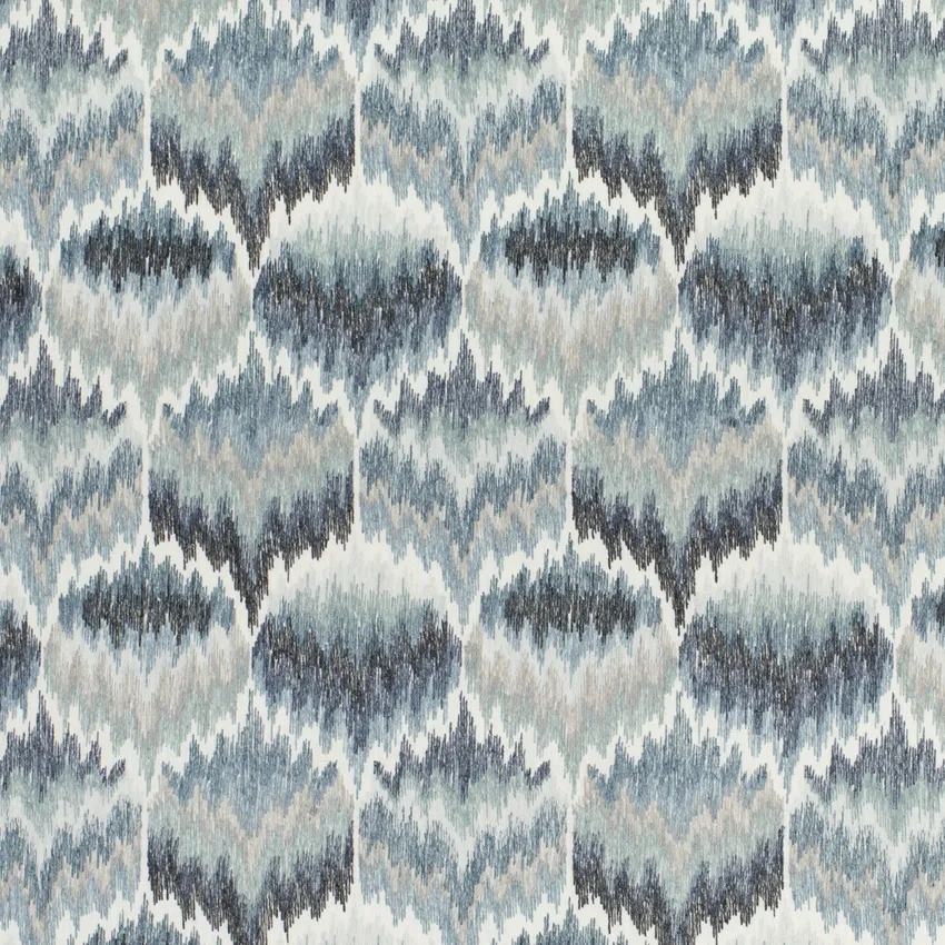 Delphina Azure Blue Abstract & Geometric Embroidery Drapery Fabric by the Yard