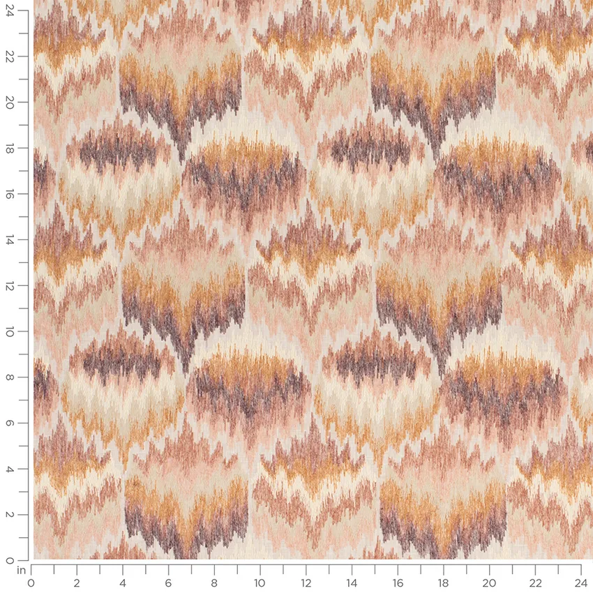 Delphina Blush Pink and Purple Abstract & Geometric Embroidery Drapery Fabric by the Yard — Scale in inches