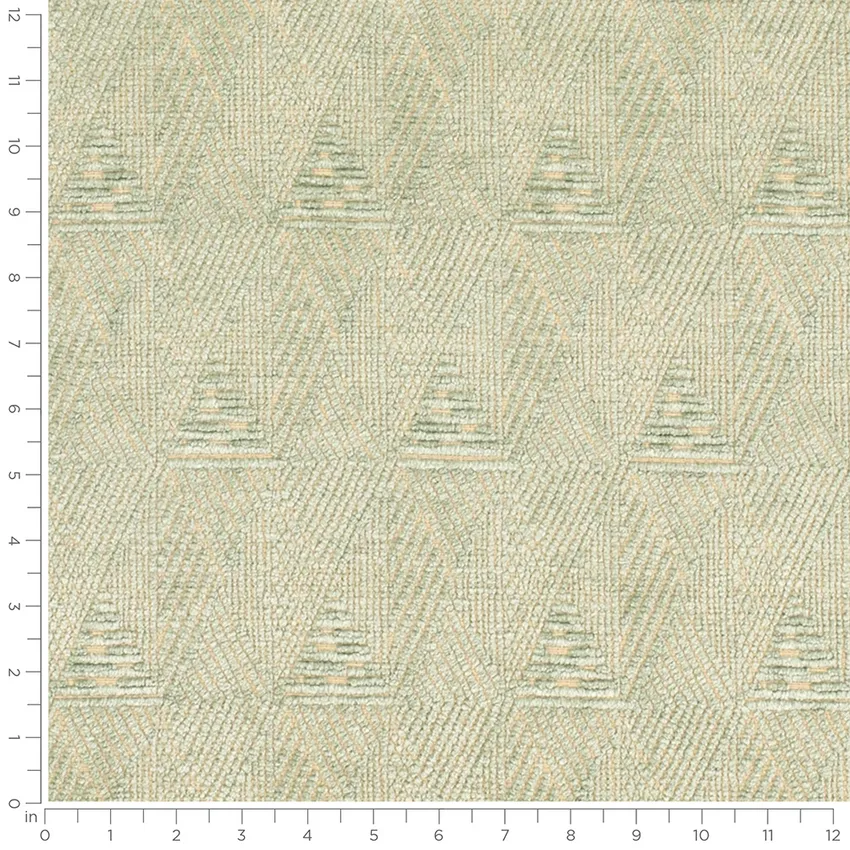Denali Seafoam Green Abstract & Geometric Chenille Drapery and Upholstery Fabric by the Yard — Scale in inches