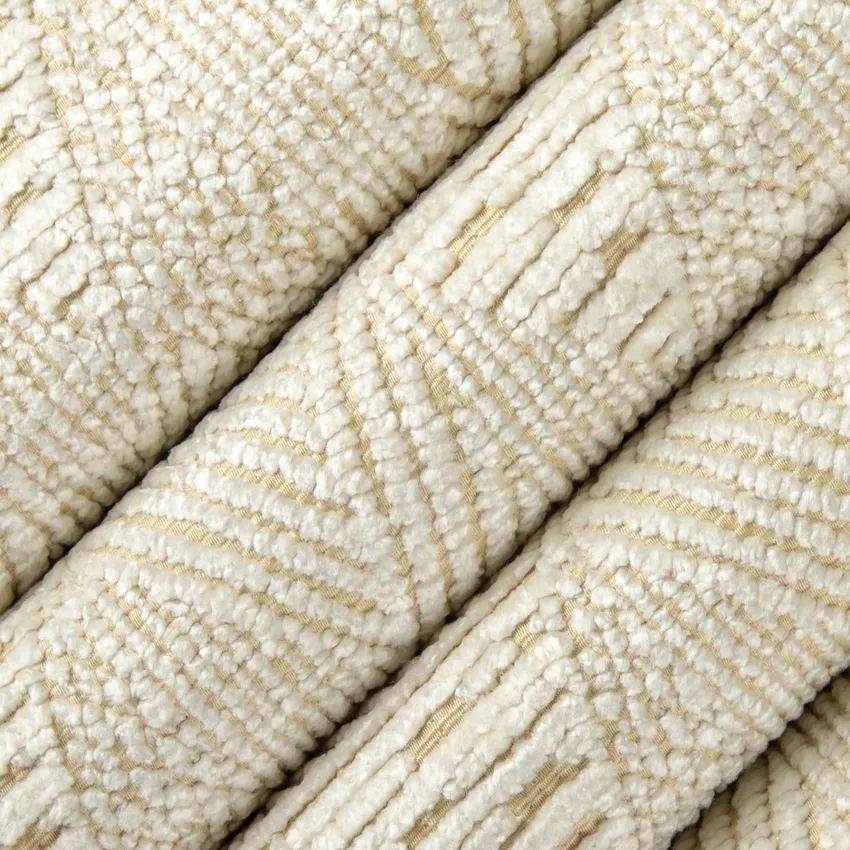 Denali Pearl Neutral Abstract & Geometric Chenille Drapery and Upholstery Fabric by the Yard — Upholstery and Drapery Fabric