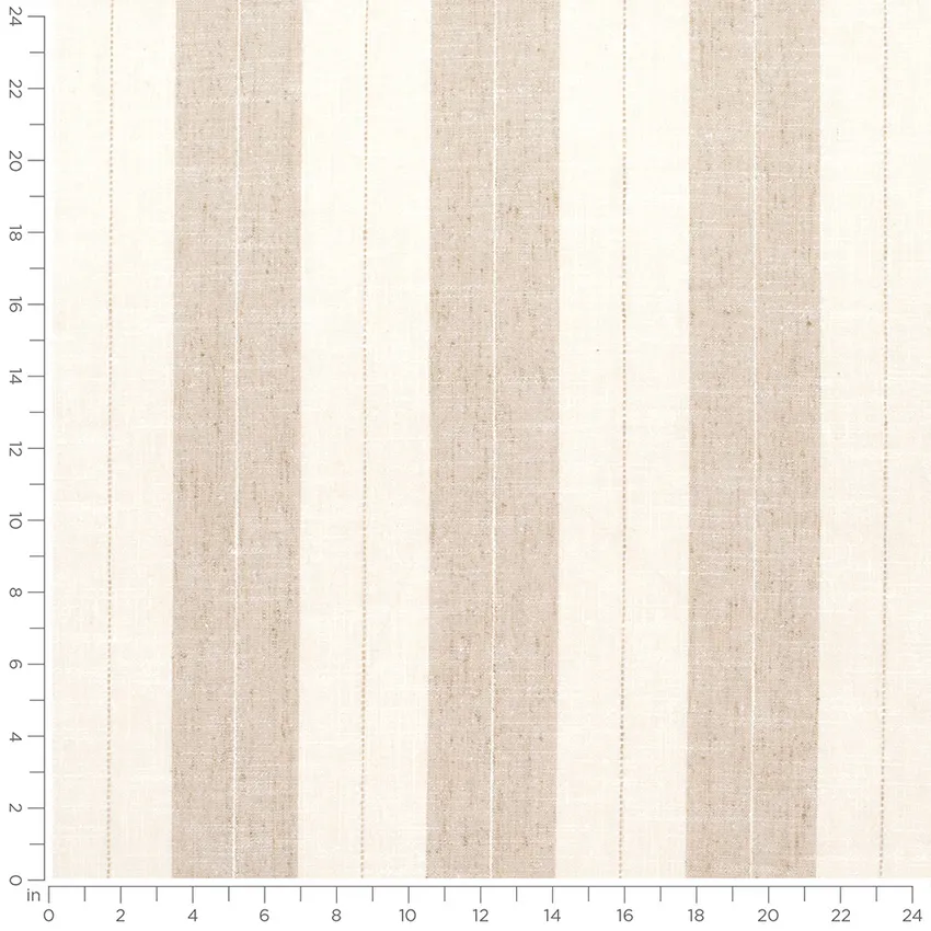 Donovan Flax Neutral Stripe Linen & Linen Looks Drapery and Upholstery Fabric by the Yard — Scale in inches