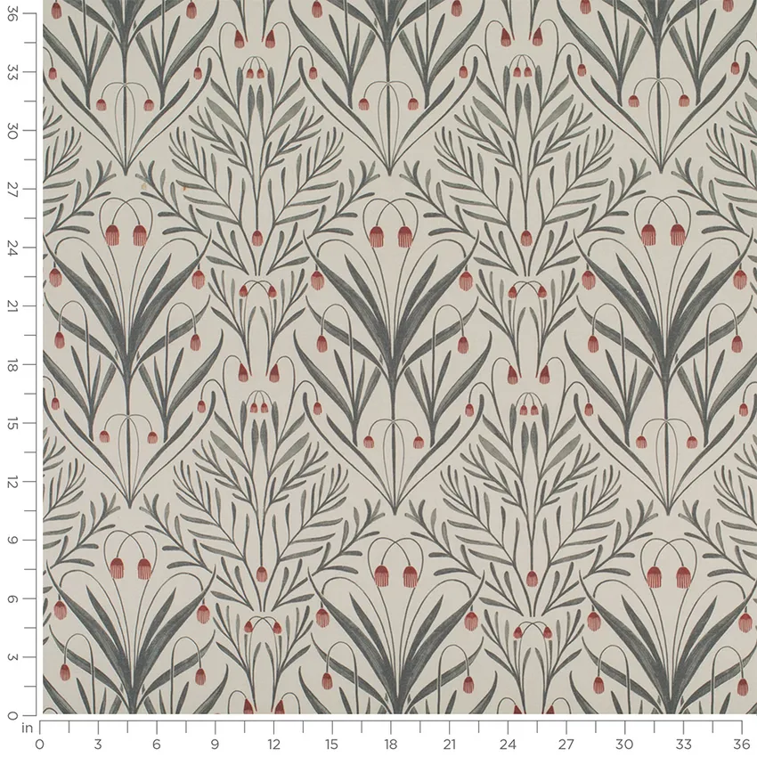 Eleanor Charcoal Black and Grey & Silver Abstract & Geometric Prints Drapery and Upholstery Fabric by the Yard — Scale in inches