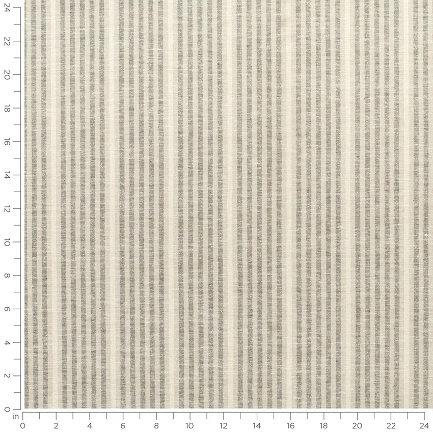 anders Flannel Grey & Silver Stripe Woven Patterns Upholstery Fabric by the Yard — Scale in inches