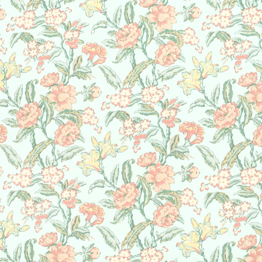 Eloise Aqua & Teal Floral Linen & Linen Looks Drapery and Upholstery Fabric by the Yard