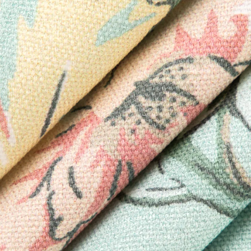 Eloise Aqua & Teal Floral Linen & Linen Looks Drapery and Upholstery Fabric by the Yard — Upholstery and Drapery Fabric