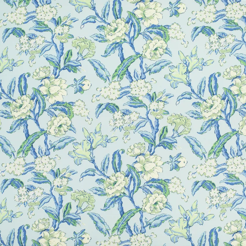 Eloise Breeze Blue Floral Linen & Linen Looks Drapery and Upholstery Fabric by the Yard
