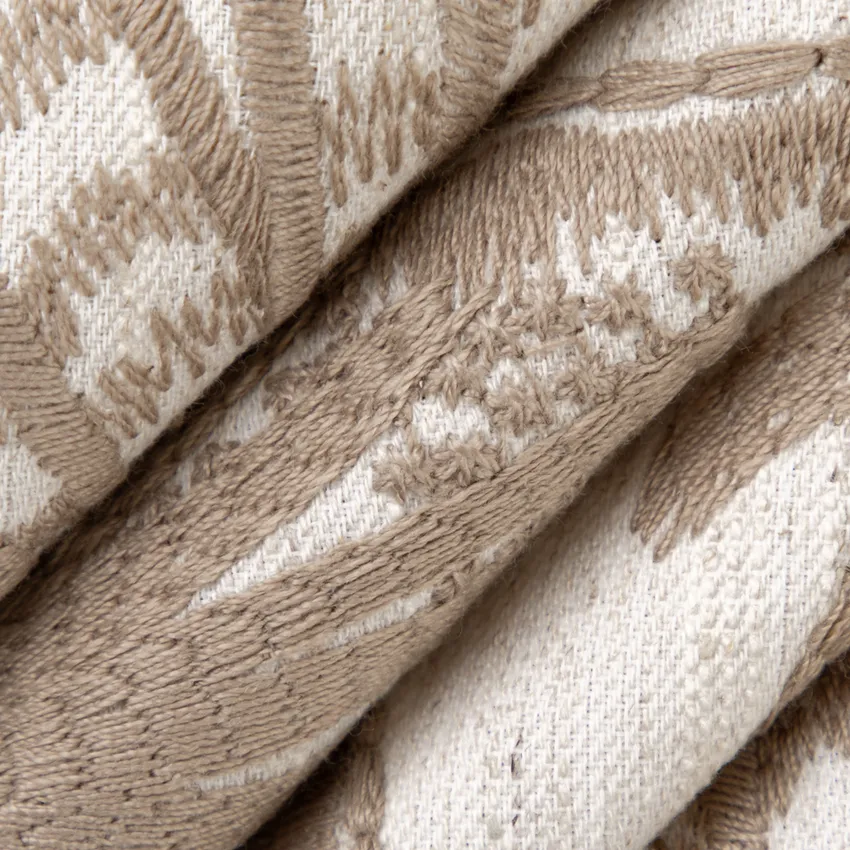 Emily Khaki Brown and Neutral Floral Embroidery Drapery and Upholstery Fabric by the Yard — Upholstery and Drapery Fabric