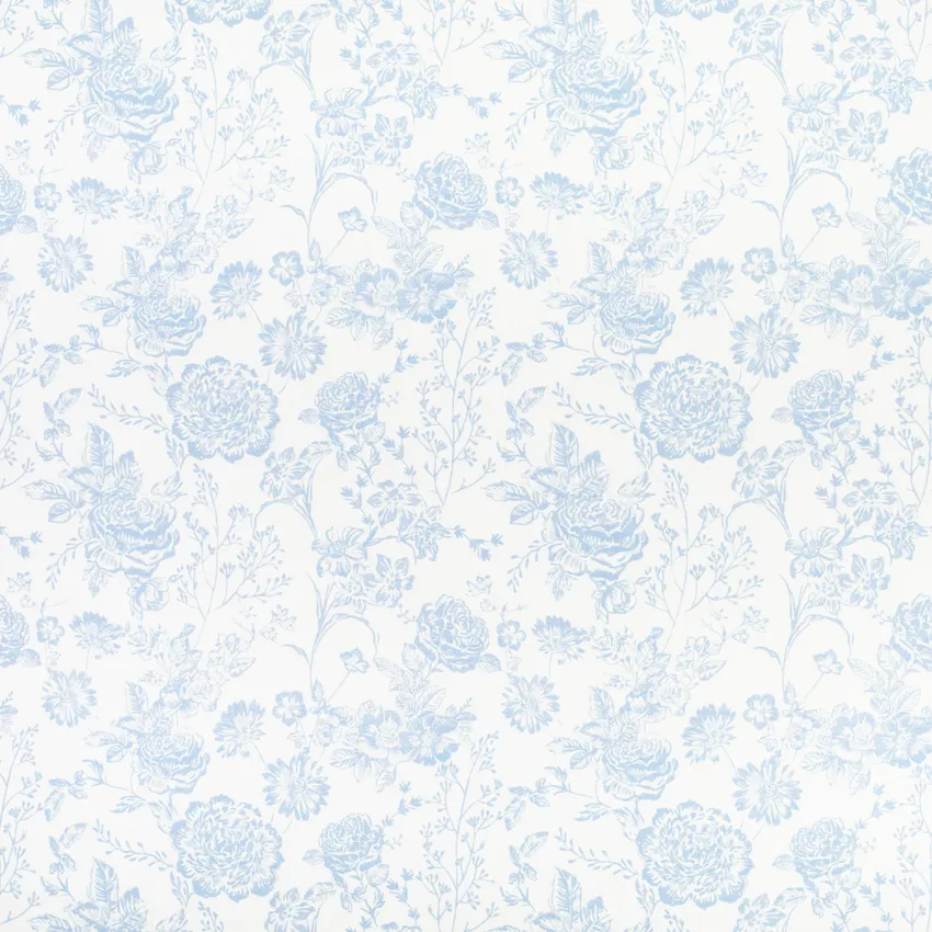 Emma Powder Blue Floral Prints Drapery and Upholstery Fabric by the Yard