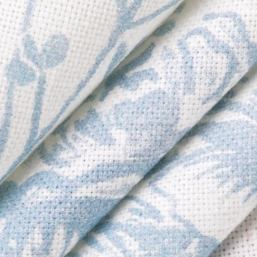 Emma Powder Blue Floral Prints Drapery and Upholstery Fabric by the Yard — Upholstery and Drapery Fabric