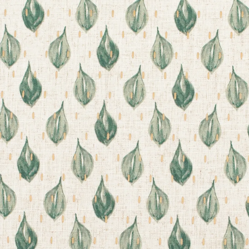 Eve Leaf Green Abstract & Geometric Embroidery Drapery and Upholstery Fabric by the Yard