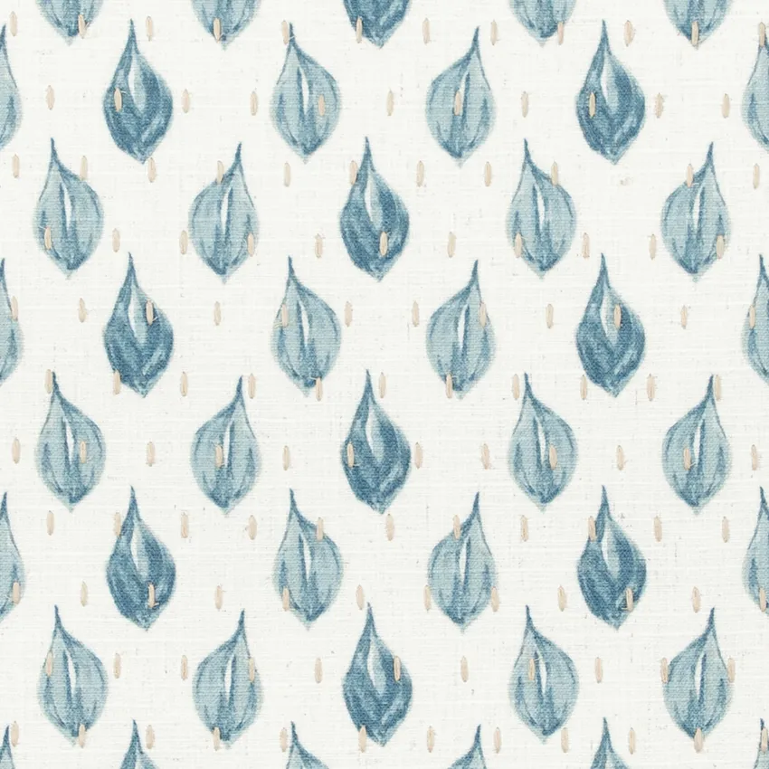 Eve Baltic Aqua & Teal Abstract & Geometric Embroidery Drapery and Upholstery Fabric by the Yard