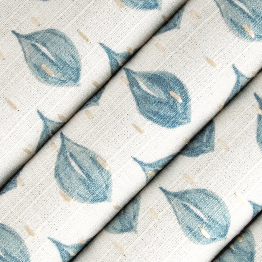 Eve Baltic Aqua & Teal Abstract & Geometric Embroidery Drapery and Upholstery Fabric by the Yard — Upholstery and Drapery Fabric