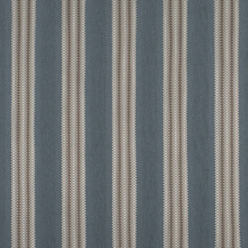 Everett Dresden Blue Stripe Embroidery Upholstery Fabric by the Yard