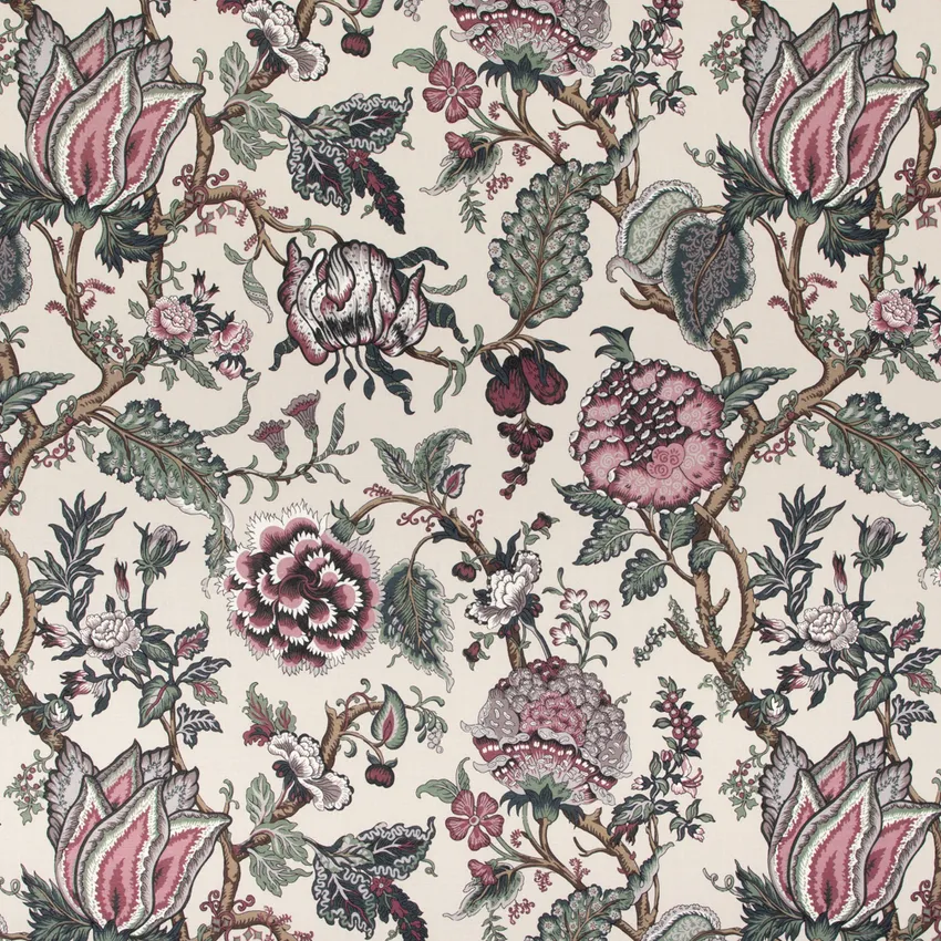 Everly Azalea Purple Floral Prints Drapery and Upholstery Fabric by the Yard
