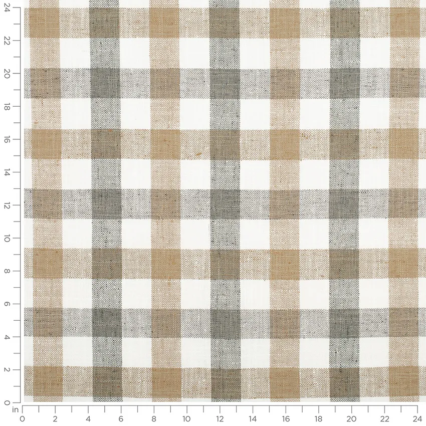 Fairfield Brindle Brown and Grey & Silver Plaid Woven Patterns Drapery and Upholstery Fabric by the Yard — Scale in inches