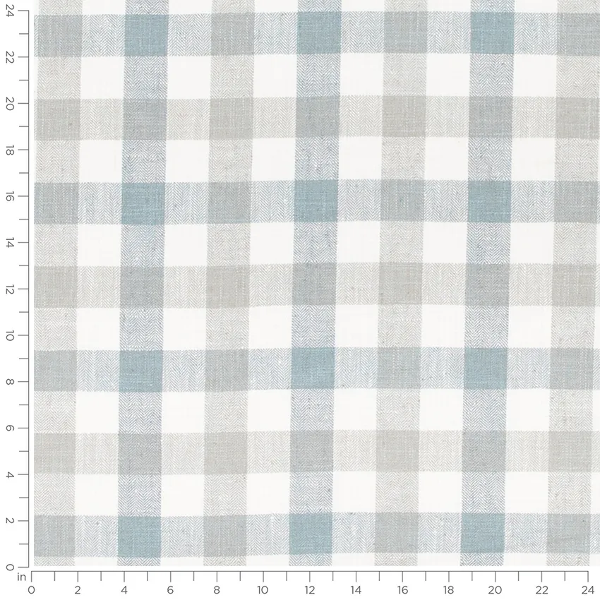 Fairfield Tide Aqua & Teal and Blue Plaid Woven Patterns Drapery and Upholstery Fabric by the Yard — Scale in inches