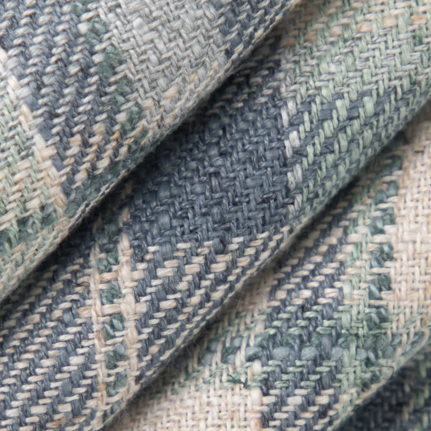 Felicia Lagoon Blue Plaid Linen & Linen Looks Drapery and Upholstery Fabric by the Yard — Upholstery and Drapery Fabric
