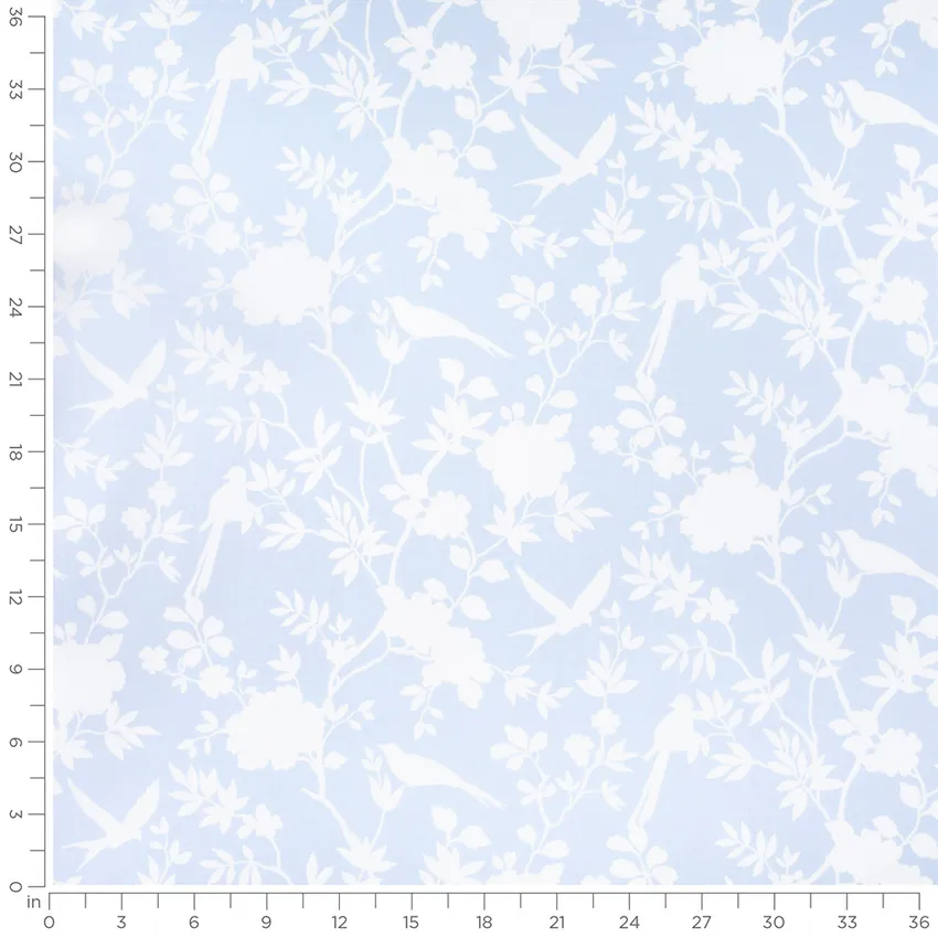 Felicity Cornflower Blue Floral Prints Drapery and Upholstery Fabric by the Yard — Scale in inches