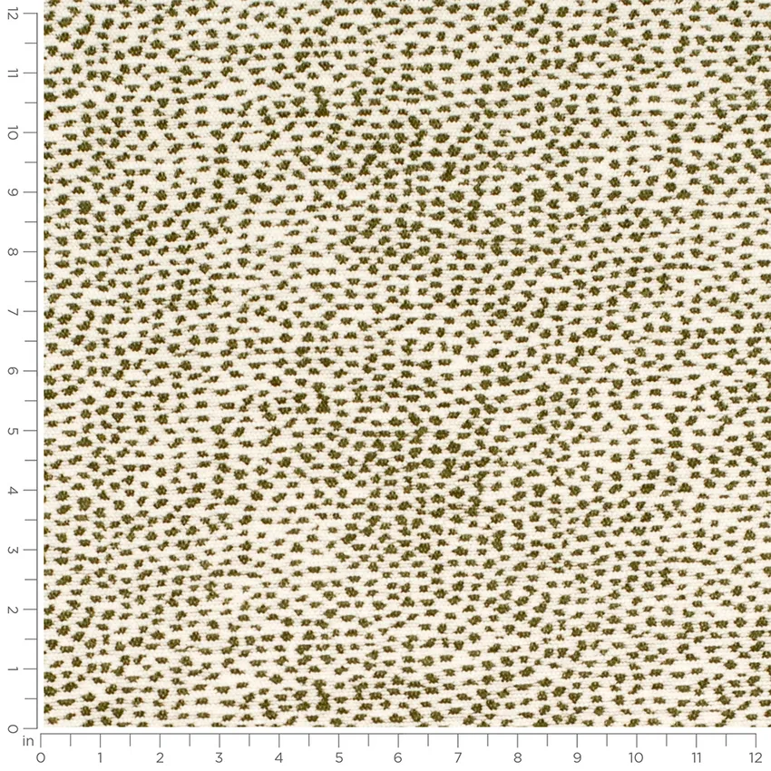 Felix Olive Green Abstract & Geometric Chenille Upholstery Fabric by the Yard — Scale in inches