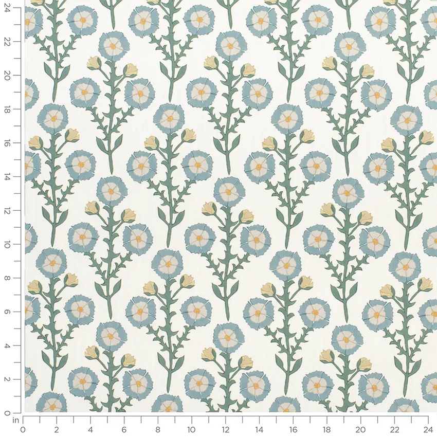 Fiona Cornflower Blue Abstract & Geometric Linen & Linen Looks Drapery and Upholstery Fabric by the Yard — Scale in inches