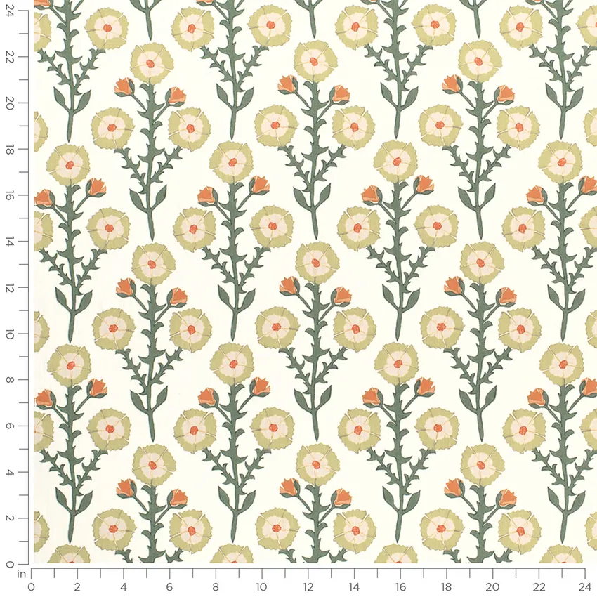 Fiona Prairie Green Abstract & Geometric Linen & Linen Looks Drapery and Upholstery Fabric by the Yard — Scale in inches