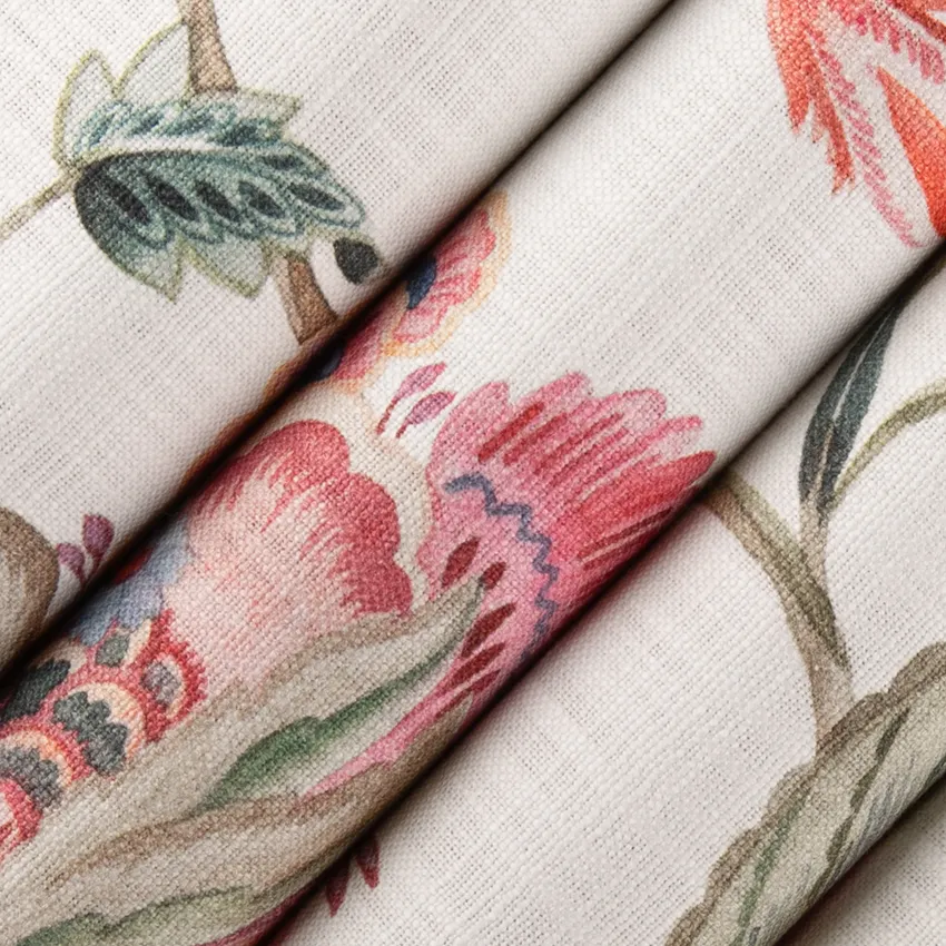 Florence Berry Pink Floral Linen & Linen Looks Drapery and Upholstery Fabric by the Yard — Upholstery and Drapery Fabric