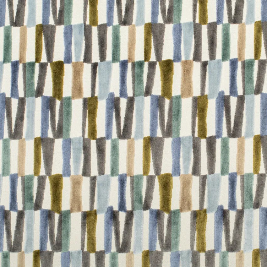 Freeport Sea Blue Abstract & Geometric Velvet Upholstery Fabric by the Yard