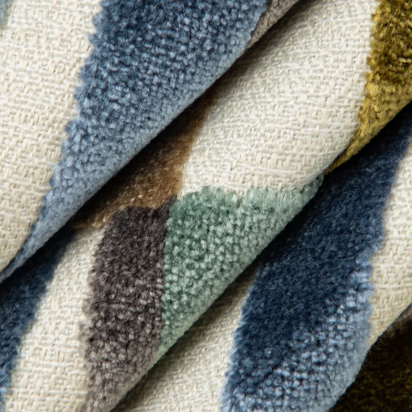 Freeport Sea Blue Abstract & Geometric Velvet Upholstery Fabric by the Yard — Upholstery Fabric