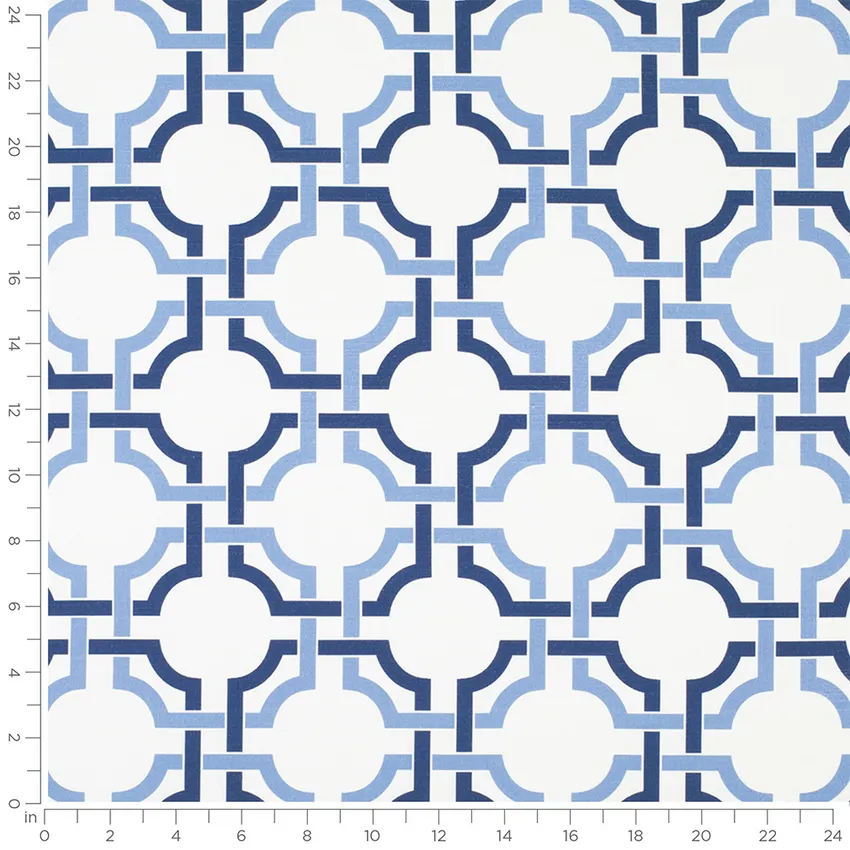 Gabriel Harbor Blue Abstract & Geometric Prints Drapery and Upholstery Fabric by the Yard — Scale in inches