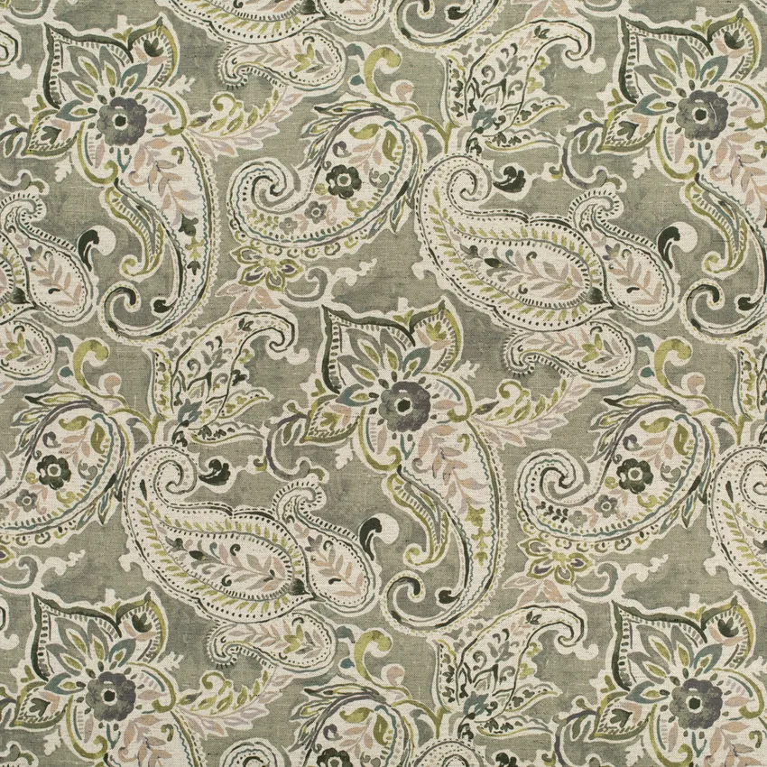 Geneva Willow Green Paisley Prints Upholstery Fabric by the Yard