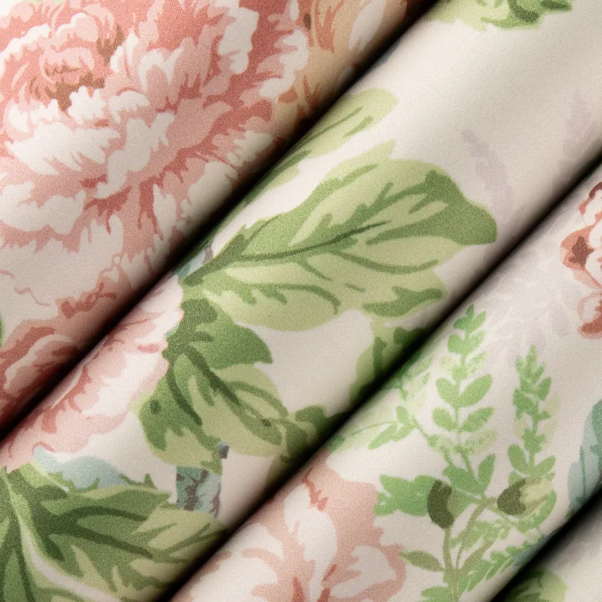 Genevieve Primrose Pink Floral Prints Drapery and Upholstery Fabric by the Yard — Upholstery and Drapery Fabric