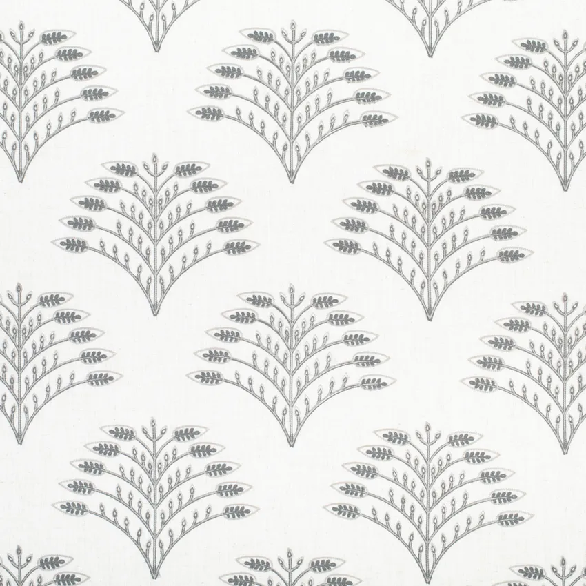 Giselle French Grey & Silver Abstract & Geometric Embroidery Drapery Fabric by the Yard