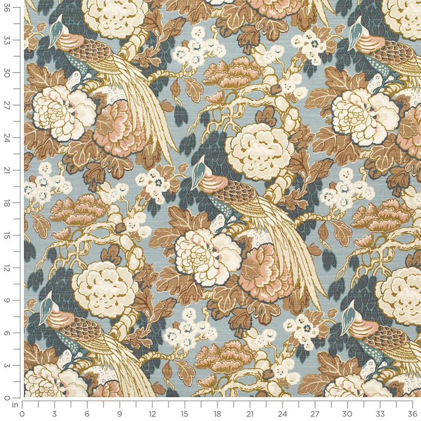 Gloria Cornflower Blue Abstract & Geometric Prints Drapery and Upholstery Fabric by the Yard — Scale in inches